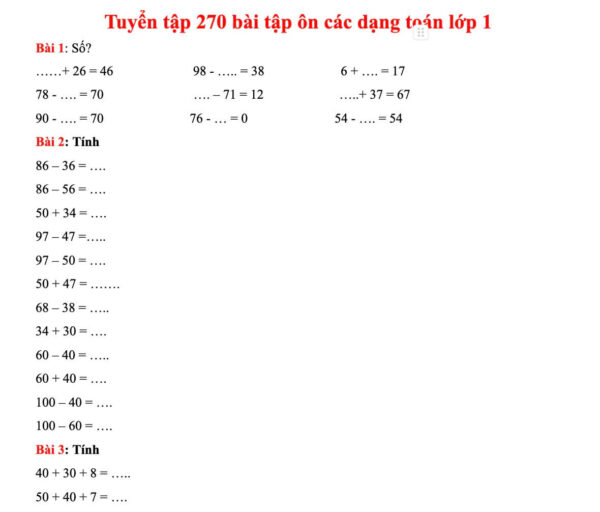 bai tap toan lop 1 co ban 3